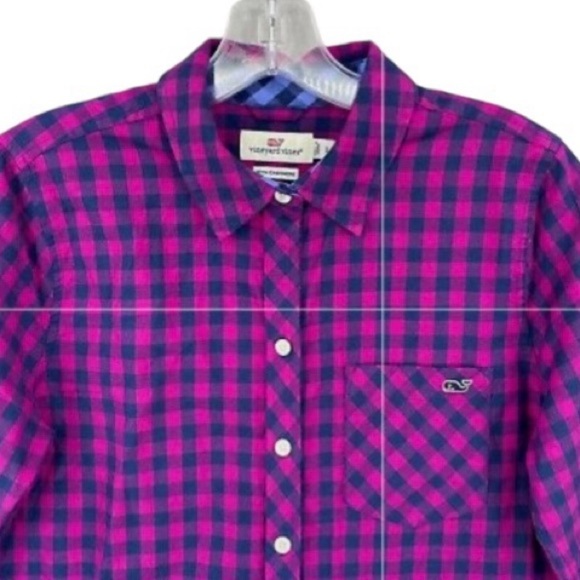 VINEYARD VINES with Cashmere Pink Blue Gingham Plaid Button-Up Shirt Women's S - Picture 9 of 16